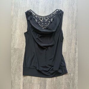 Heart Soul Black Sleeveless Lace Blouse